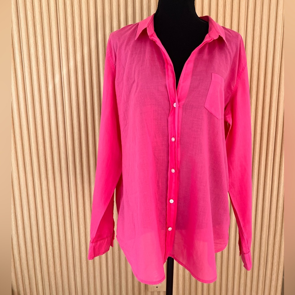 Lilly Pulitzer Pink Anna Maria Button Down Long Sleeves Cotton Shirt size xl